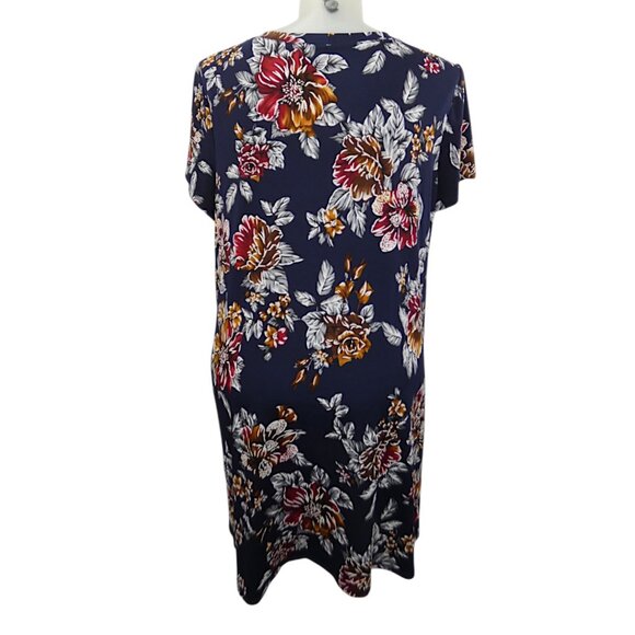 EUC APT.9 Navy Floral Swing Dress XXL Cottagecore Boho Casual Pockets - Picture 3 of 9